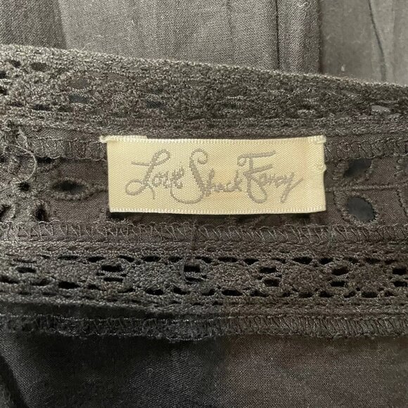 LSF LOVE SHACK FANCY Square Neckline Long Black Cotton Crochet Dress Size Small - Picture 4 of 13